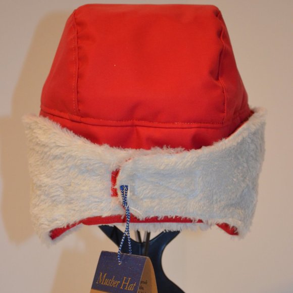 Homemade Musher Hat Red Waterproof Nylon Upper Shell White Fleece Inner Shell OS - Picture 5 of 16